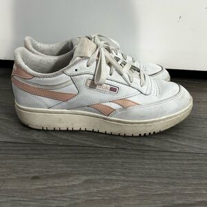Reebok Classic White and Peach Sneakers